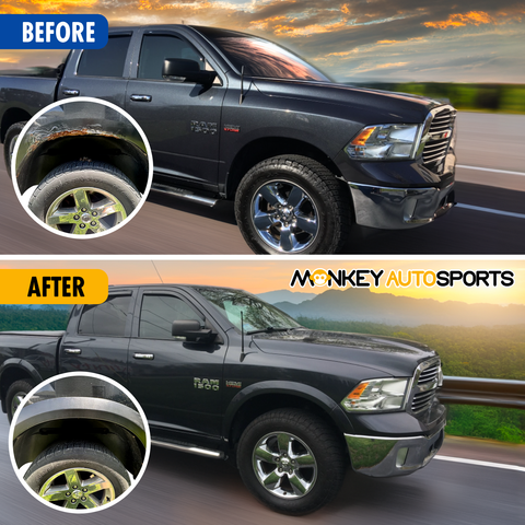 Factory Style Black 4pc Fender Flares For 02-09 Dodge Ram Truck, Matte Finish