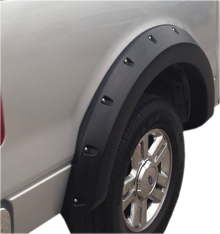 4-Piece Smooth Black Fender Flares For 2004-2008 Ford F150 - Bolt/Rivet On Style